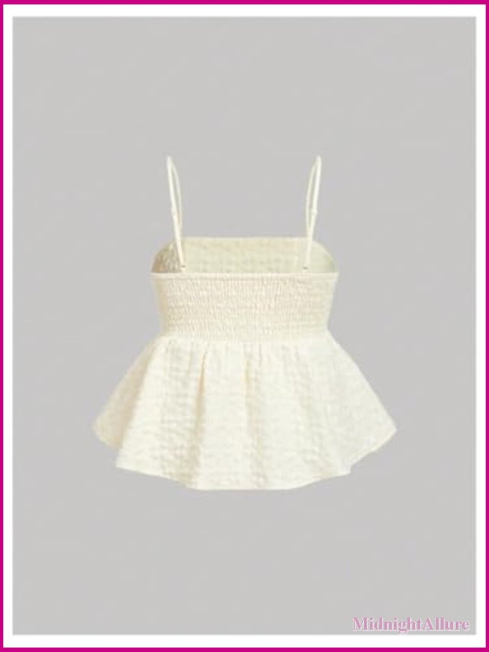 Ivory Embroidered Peplum Cami Tank Top - Picture 2 of 4